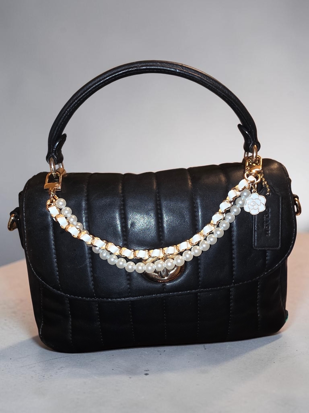 Coach Marlie Black Quilted Top-Handle Handbag/Crossbody